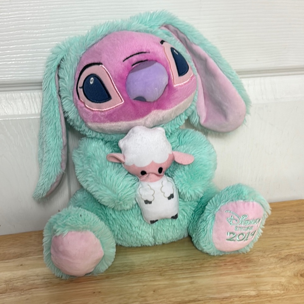 Disney 2019 Angel Stitch dressed like a bunny holding lamb Pastel bunny costume